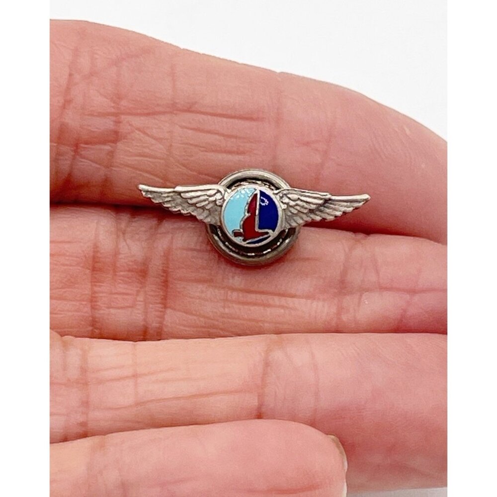 Vintage Eastern Air Lines Service Wing Pin Sterling Silver Enamel Airline 1950s